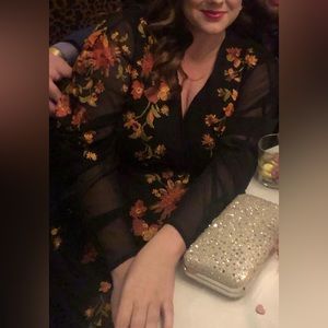 ASOS black wrap dress with floral design- worn once